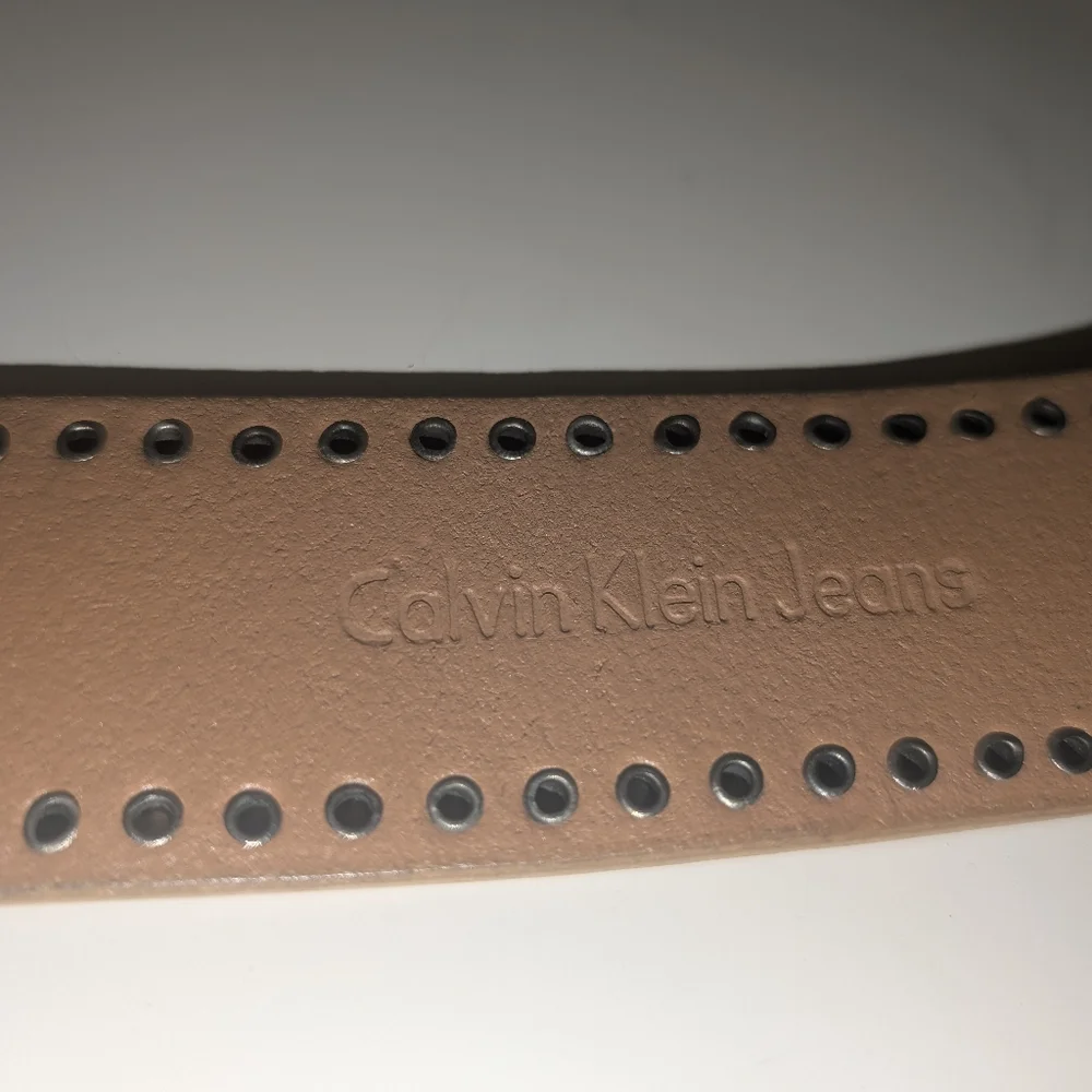 Calvin Klein Jeans Tan Leather Belt w Silver Brass Buckle & Studs Women's Medium